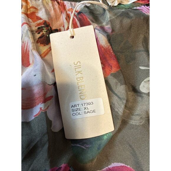 New bellambra silk blend floral dress Green White Pink Knee Length Xl Italy - Picture 4 of 5